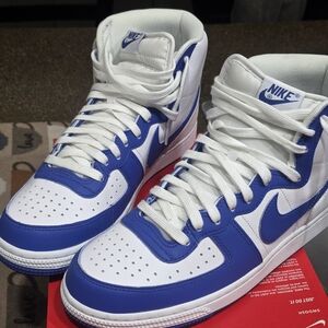Nike Men's White and Blue High-Top Sneakers